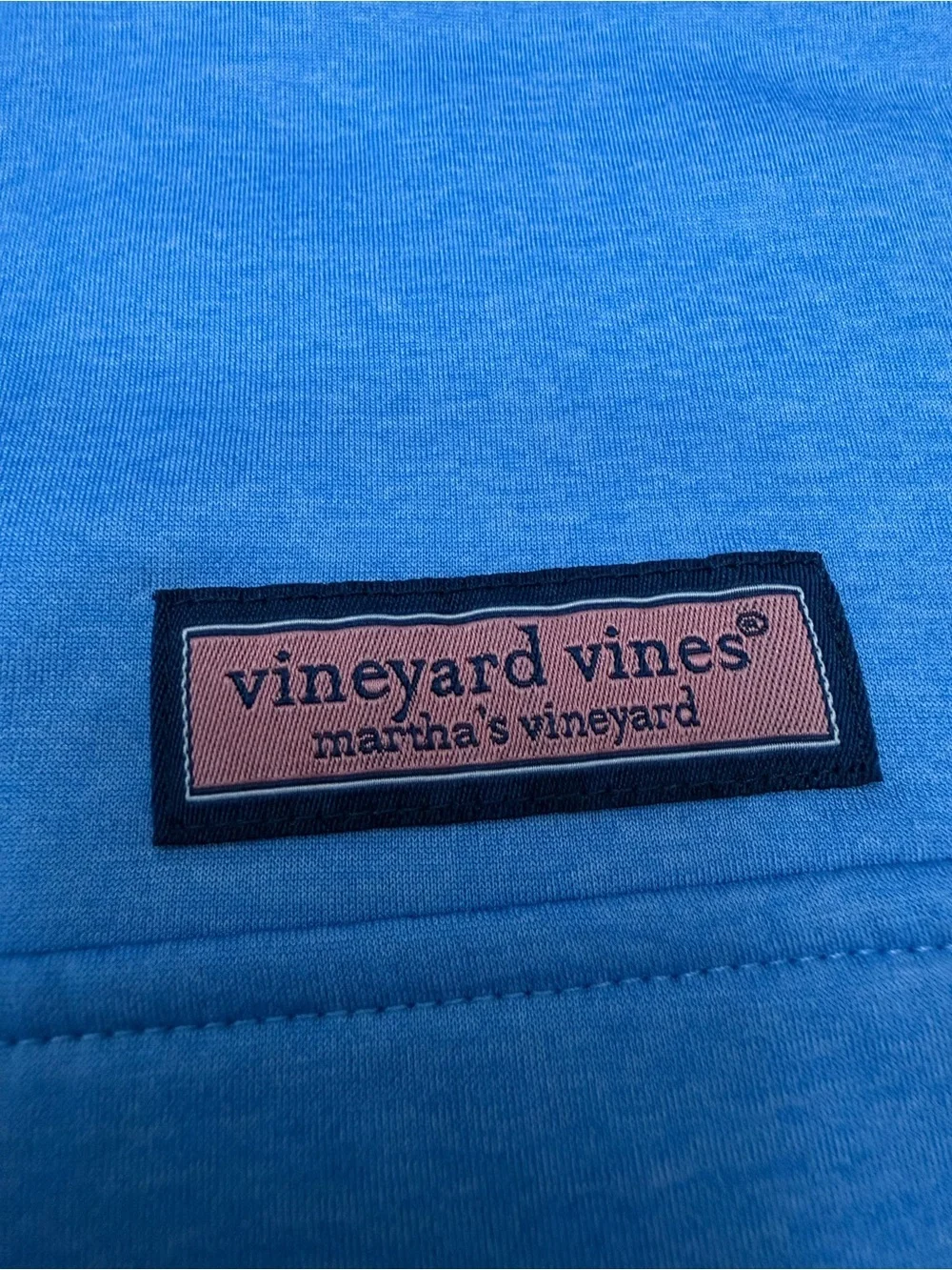 Vineyard Vines Men's Light Blue Orange Quarter-Zip with Navy Panels Fleece - Picture 4 of 10